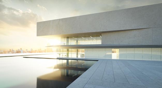 Architecture moderne 3D avec piscine