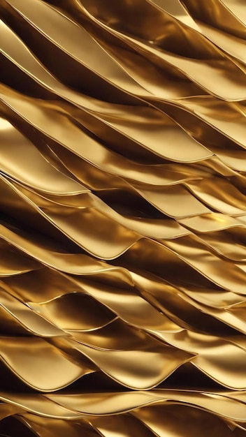 Architecture d'onde murale abstraite en or fond abstrait 3d rendu fond doré pour présentat