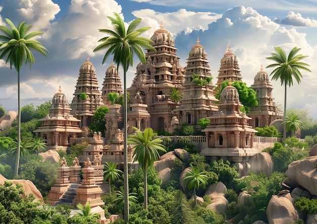 L'architecture sereine du temple dans un environnement naturel