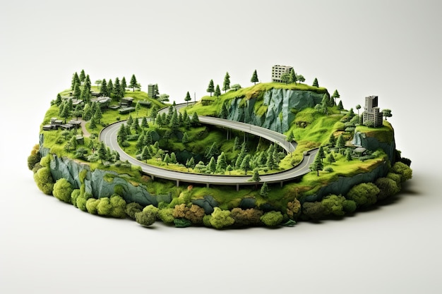 Architecture urbaine futuriste moderne avec un concept vert et une illustration 3D du bâtiment environnemental