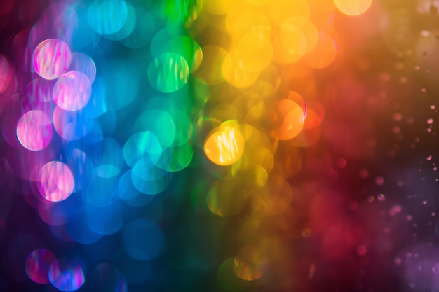 Photo arcs-en-ciel multicolore avec un grand effet bokeh à l'arrière-plan