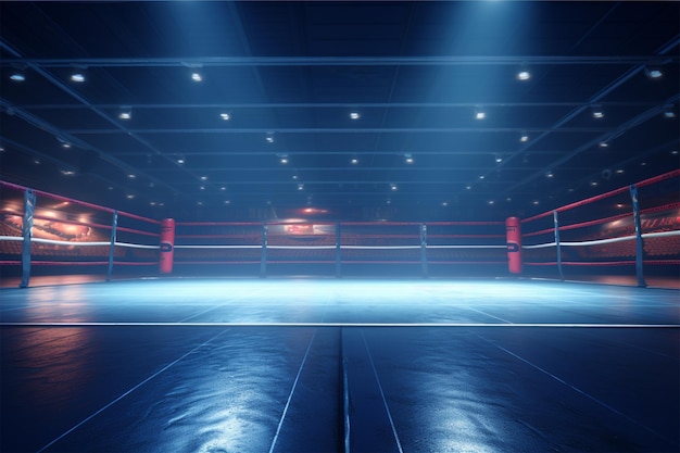 Une arène de boxe vide en attente d'une nouvelle ronde.