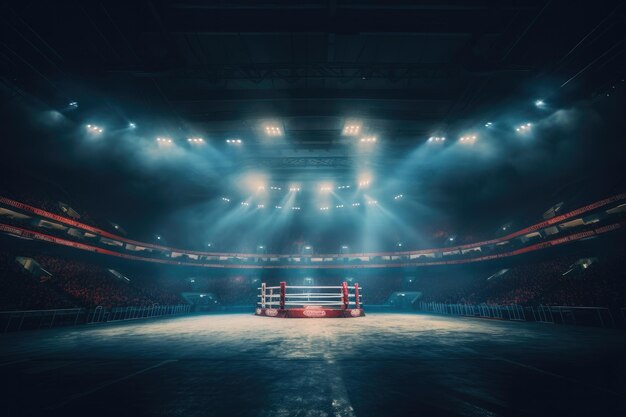 arène de boxeur Ring de boxe vide isolé avec lumière ai générative