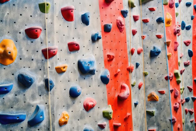 Photo arène d'escalade sur le mur avec équipement fotographie professionnelle générée par l'ia