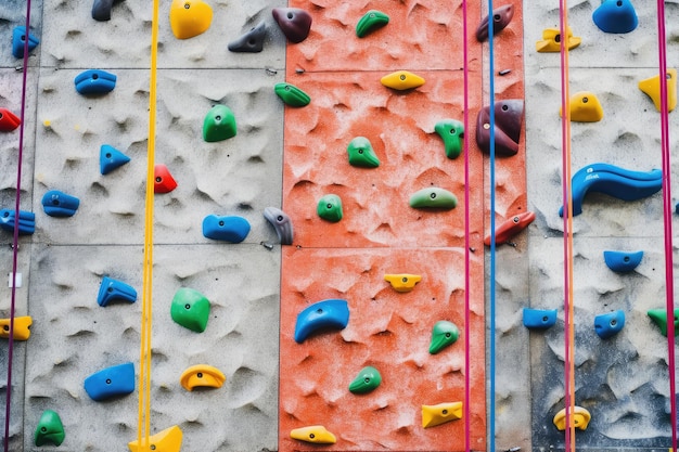 Arène d'escalade sur le mur avec équipement Fotographie professionnelle générée par l'IA