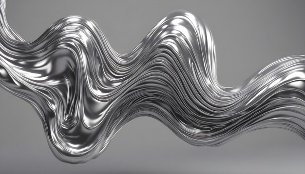 Photo l'argent abstrait coule dans le liquide 3d