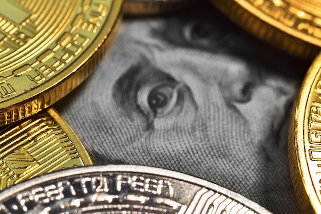 Argent de bitcoin de billet de dollar