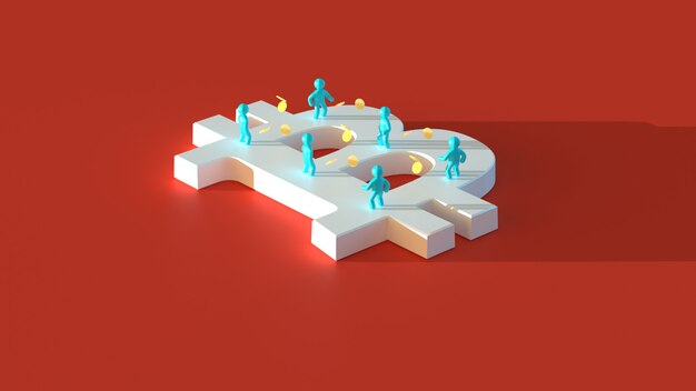 Argent ou bitcoin - Illustration 3D