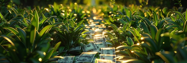 de l'argent dans l'herbe