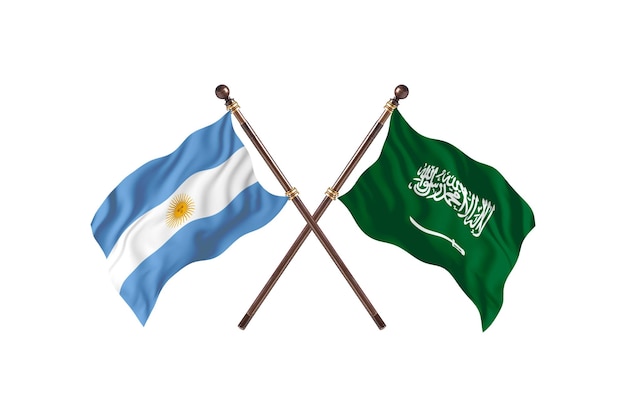 L'Argentine contre l'Arabie saoudite deux pays drapeaux fond