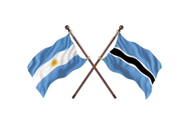 L'Argentine contre l'arrière-plan de drapeaux de deux pays du Botswana