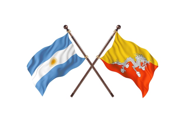 L'Argentine contre le Bhoutan deux pays drapeaux fond