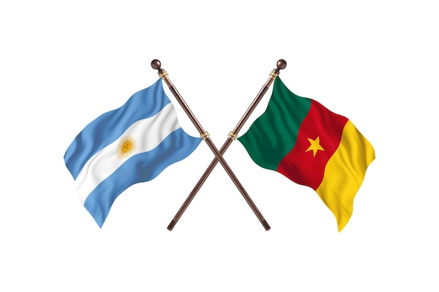 Argentine contre Cameroun deux pays drapeaux fond