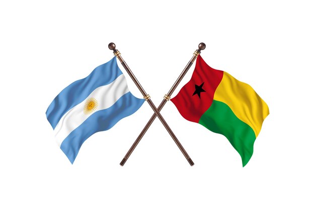 L'Argentine contre la GuinéeBissau deux pays drapeaux fond