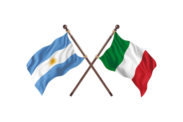 L'Argentine contre l'Italie deux pays drapeaux fond