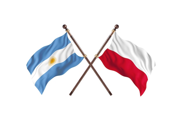 L'Argentine contre la Pologne deux pays drapeaux fond