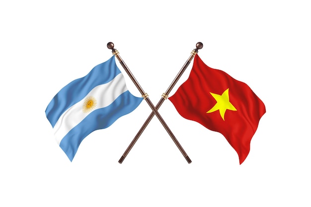 L'Argentine contre le Vietnam deux pays drapeaux fond