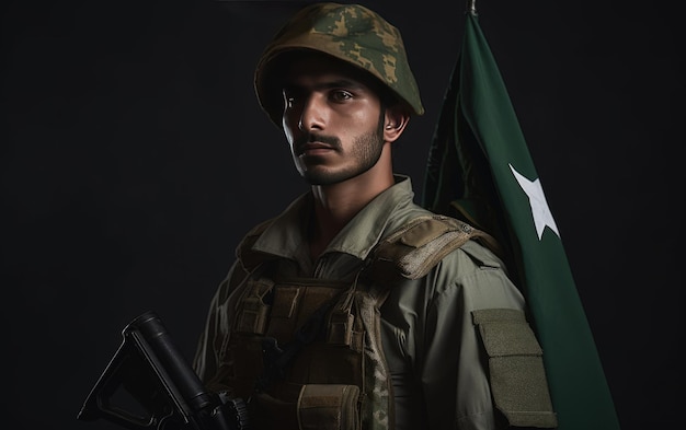 Armée avec le drapeau du Pakistan