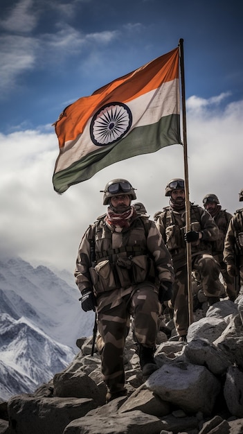 L'armée indienne sur la montagne de neige