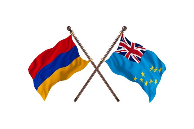 L'Arménie contre l'arrière-plan de drapeaux de deux pays Tuvalu