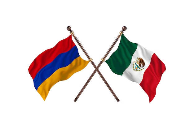 L'Arménie contre le Mexique deux pays drapeaux fond