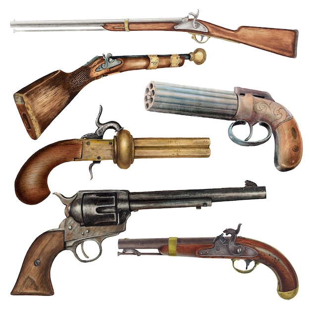 Des armes d'époque illustration png remixée de la collection du domaine public