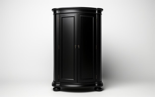 Une armoire d'angle noire sur fond blanc