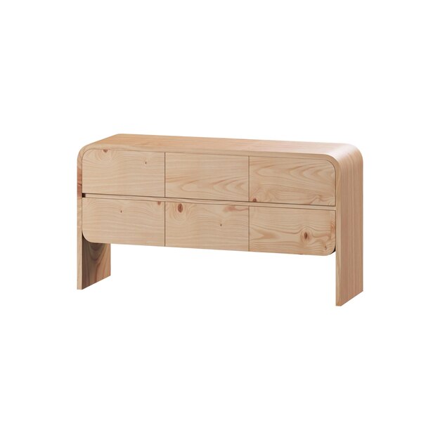 Armoire en bois 3D avec des tiroirs d'étagère isolés sur fond blanc