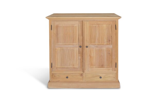 Photo une armoire en bois massif avec un tiroir et deux portes.