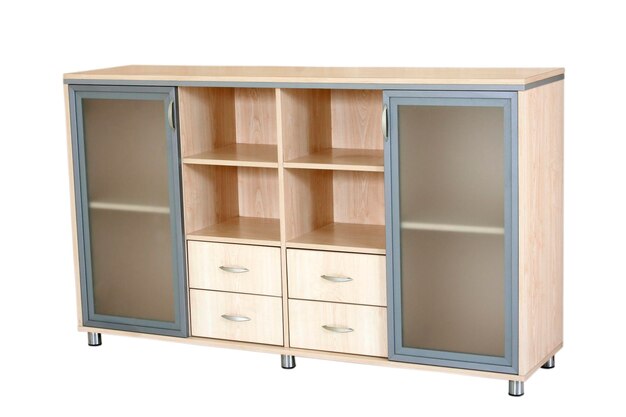 Armoire de bureau en bois sur fond blanc