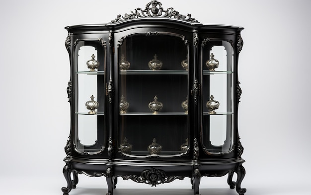 Armoire chinoise en noir sur fond blanc