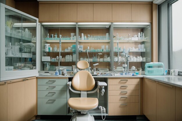 Photo armoire dentaire avec divers équipements médicaux