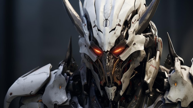 Photo armure barbatos 4k réaliste et effrayante avec animation faciale expressive