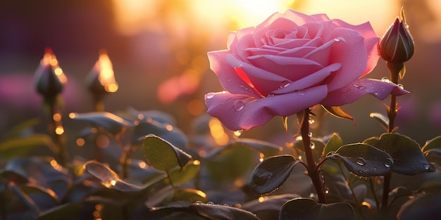 Arôme sucré des roses roses dans le jardin