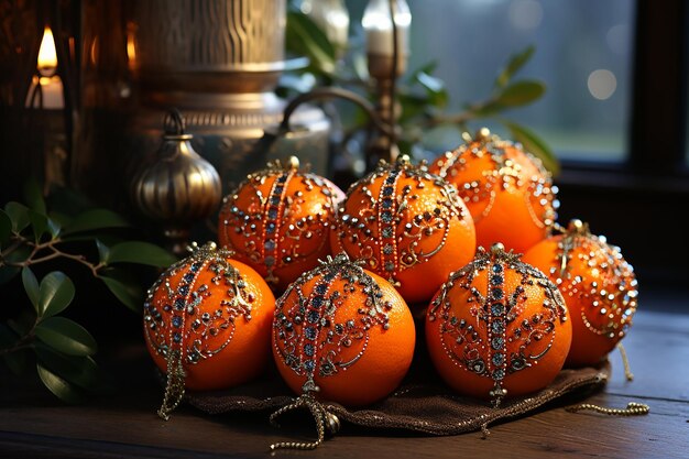 L'arôme de la tradition Des boules de clou de girofle, d'orange et de pomme de terre faites maison