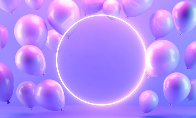 Arrangement de ballons avec cercle lumineux