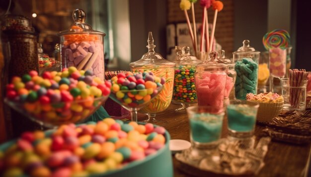 Arrangement de bonbons vibrants souvenirs sucrés pour la célébration et les cadeaux générés par l'IA