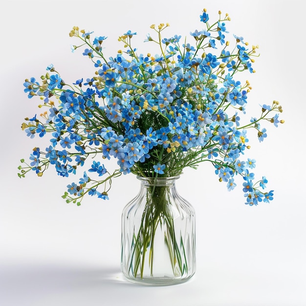 Un arrangement captivant de fleurs bleues généré par l'intelligence artificielle