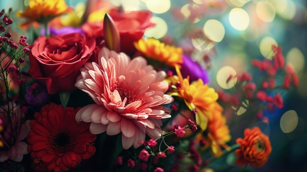 Un arrangement coloré de fleurs fraîches dans un vase décoratif