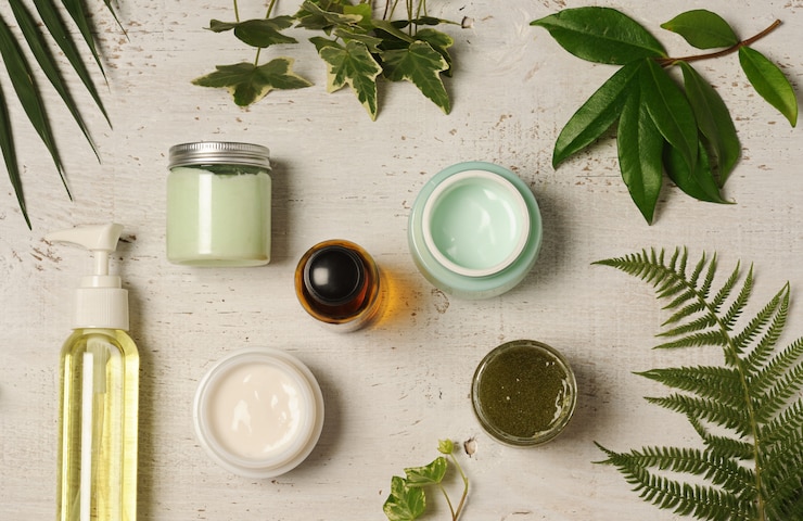 Photo arrangement cosmétique vert