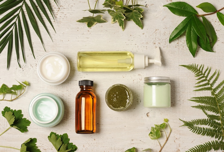 Photo arrangement cosmétique vert