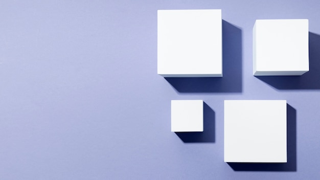 Photo arrangement de cubes blancs vue de dessus
