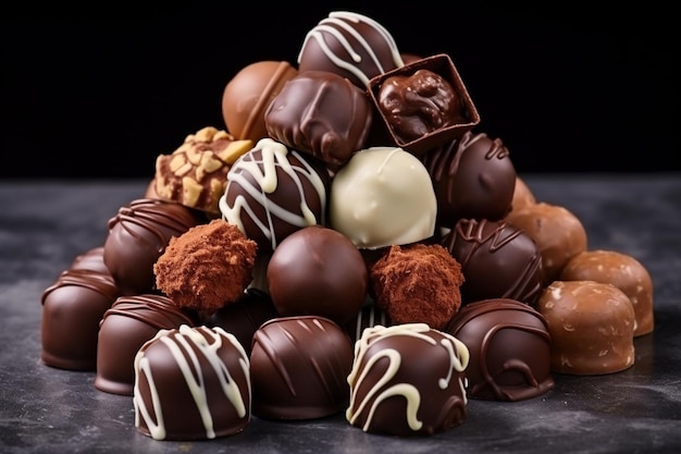 Un arrangement de délicieux bonbons au chocolat