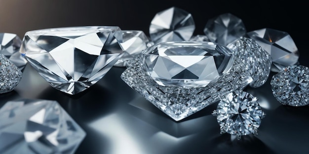 Arrangement de diamants brillants grand angle