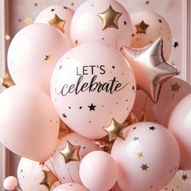 Photo arrangement élégant de ballons roses pour célébrer