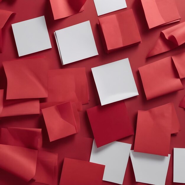 Photo arrangement des feuilles de papier rouge en vue de haut à l'arrière-plan