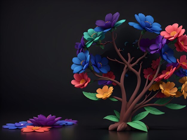 un arrangement de fleurs coloré avec le mot " printemps " au bas