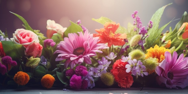 Arrangement floral accrocheur dans la bannière printanière de la fête des mères