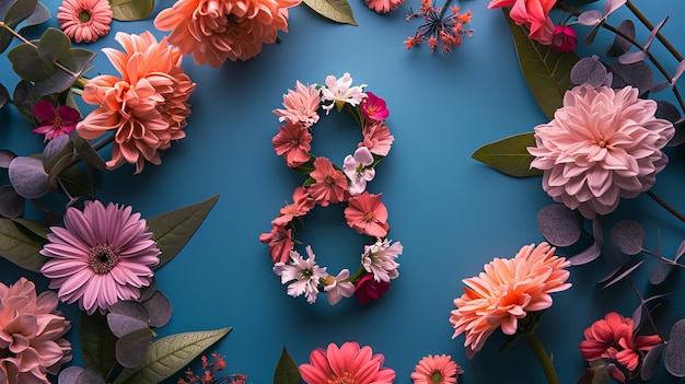 Photo arrangement floral aérien formant un symbole de paix grâce au talent artistique génératif de l'ia