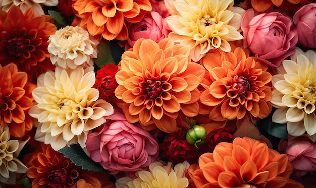 Arrangement floral automnal coloré mettant l’accent sur les roses Bouquet d’automne élégant Créé avec des outils d’IA génératifs